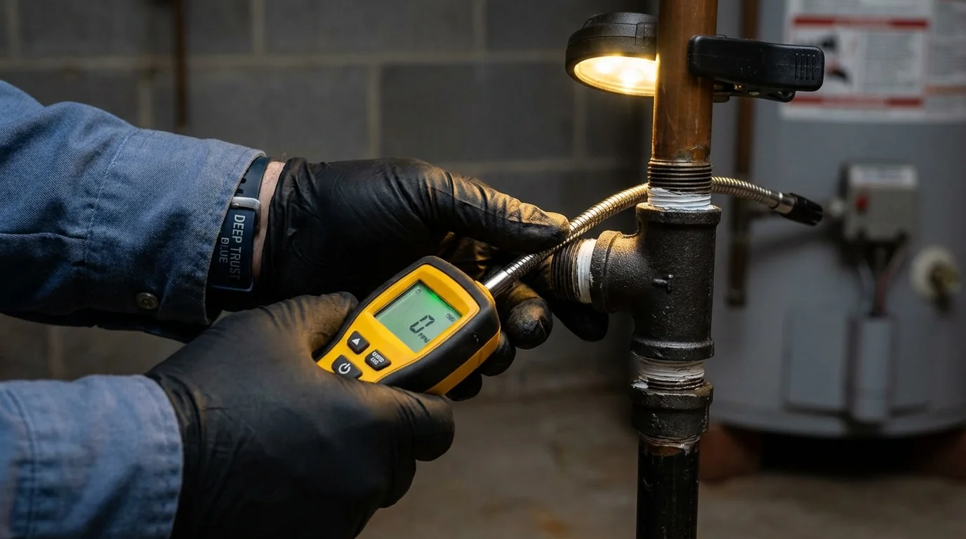 Gas leak detection with electronic sniffer by Johns Plumbing LLC in Tok